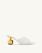 Ellie Woven Sphere Heel Mules - White