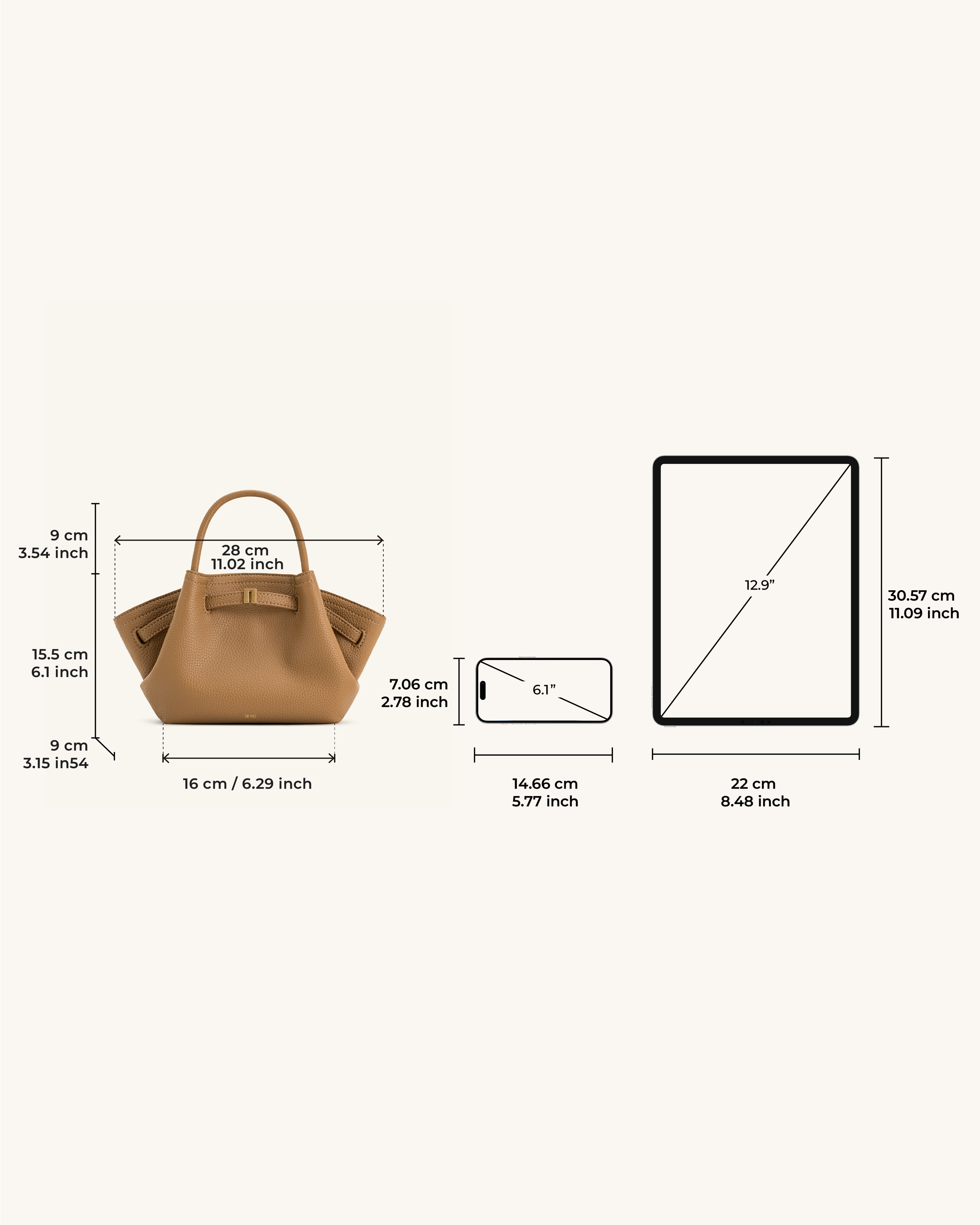 Hana Mini Tote Bag - Latte Color