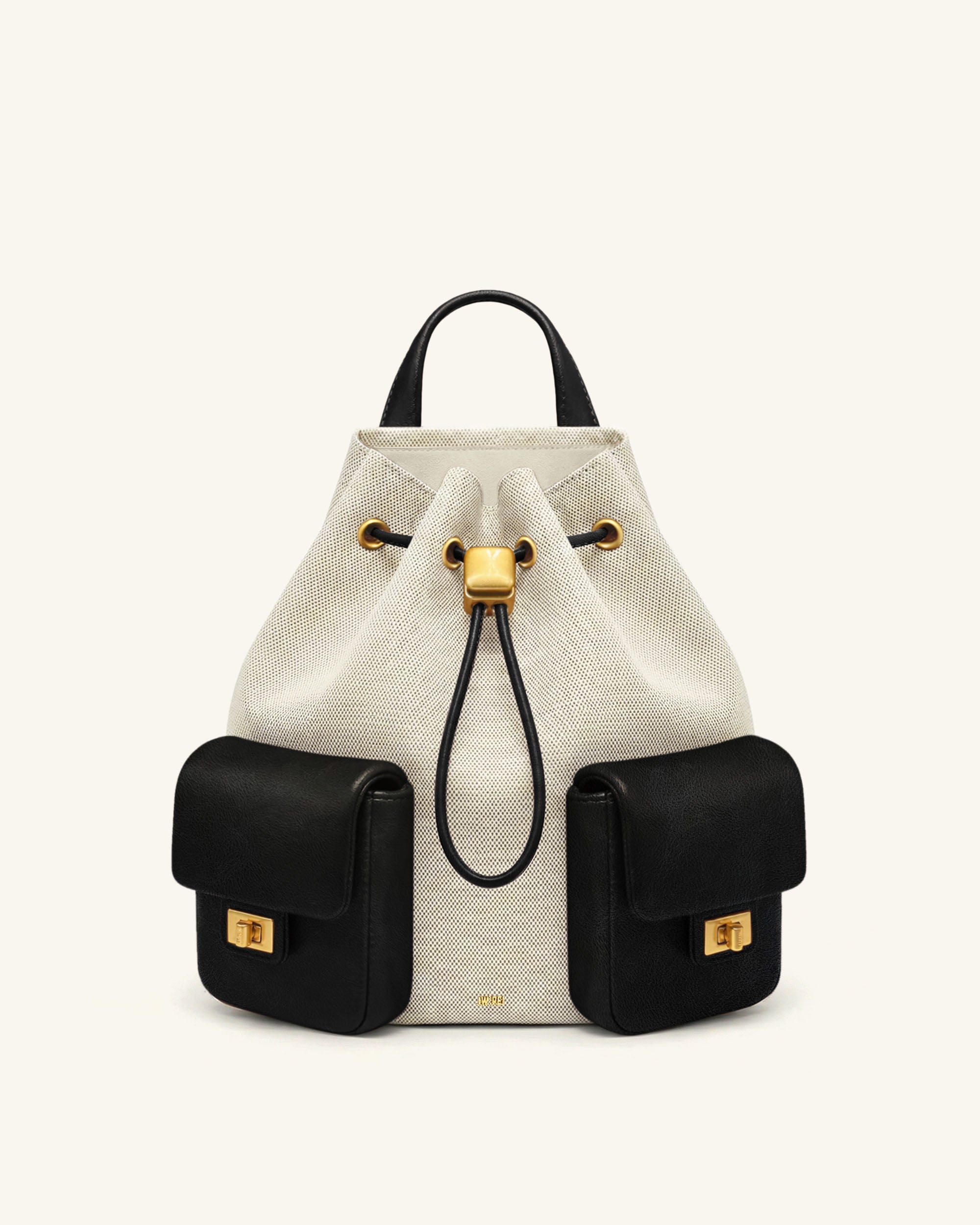 Avery Drawstring Utility Backpack – Black Canvas