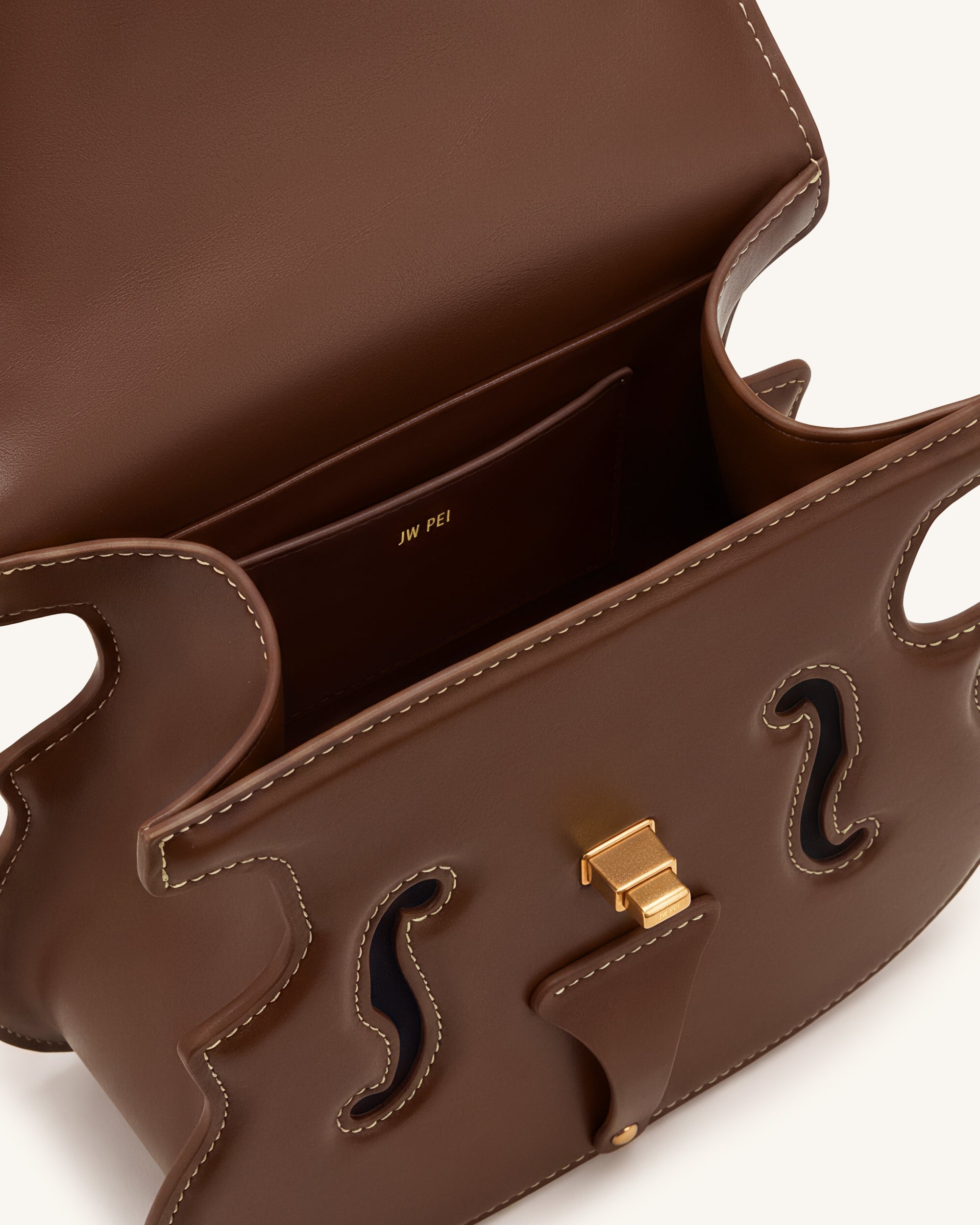 Violin Shape Top Handle Bag - Dark Brown