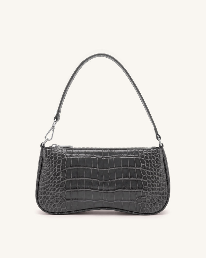 Eva Shoulder Handbag - Gray Croc
