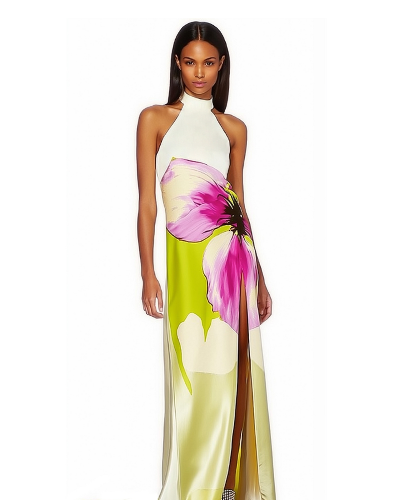 Olivia Floral Halter Gown - Multicolor