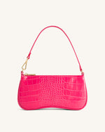 Eva Shoulder Handbag - Magenta Croc