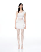 Isidore 3D Floral Wrinkles Mini Dress - White