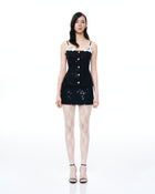 Seilena 3D Floral Sequin Mini Suits - Black