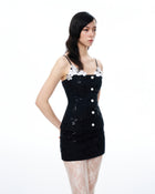 Seilena 3D Floral Sequin Mini Suits - Black