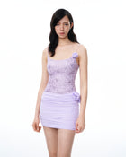 Atticus 3D Floral Sequin Mini Dress - Purple