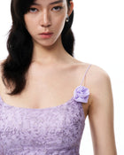 Atticus 3D Floral Sequin Mini Dress - Purple
