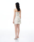 Lysandra 3D Floral Sequin Mini Dress - White