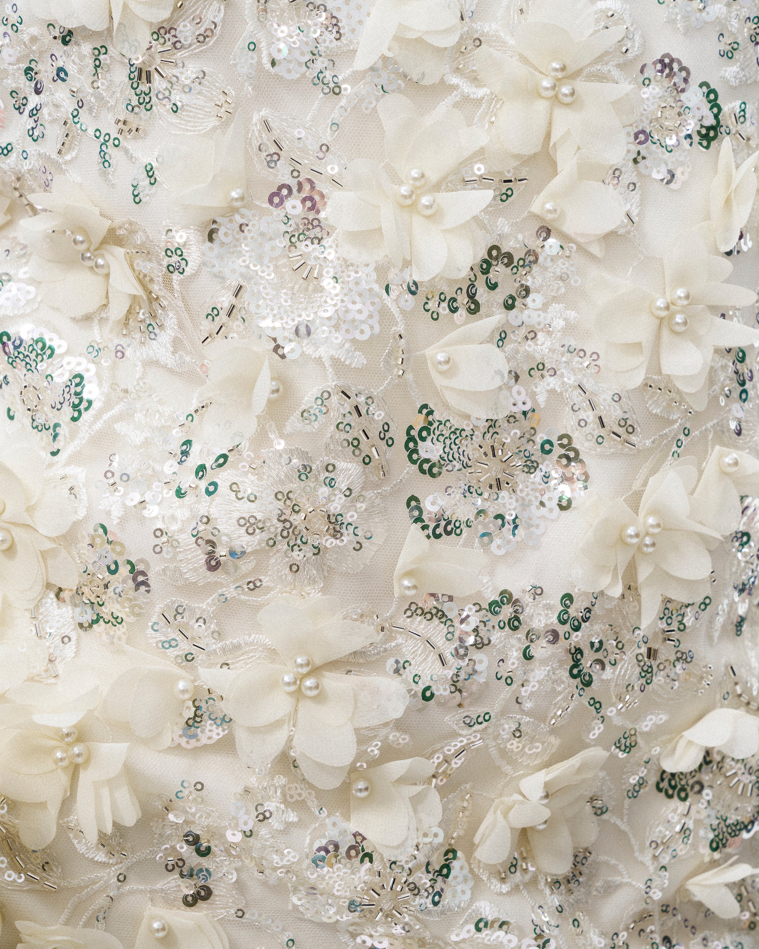 Galadriel 3D Floral Sequin Maxi Dress - White
