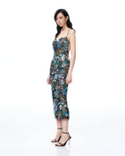 Isadora Floral Sequin Dress - Black Multi