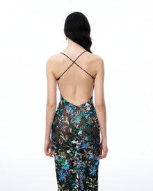 Isadora Floral Sequin Dress - Black Multi