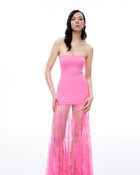 Evadne Floral Lace Dress - Pink
