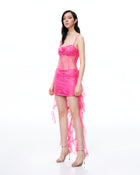 Selene 3D Floral Lace Mini Dress - Pink