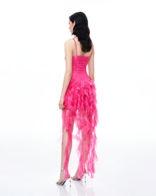 Selene 3D Floral Lace Mini Dress - Pink