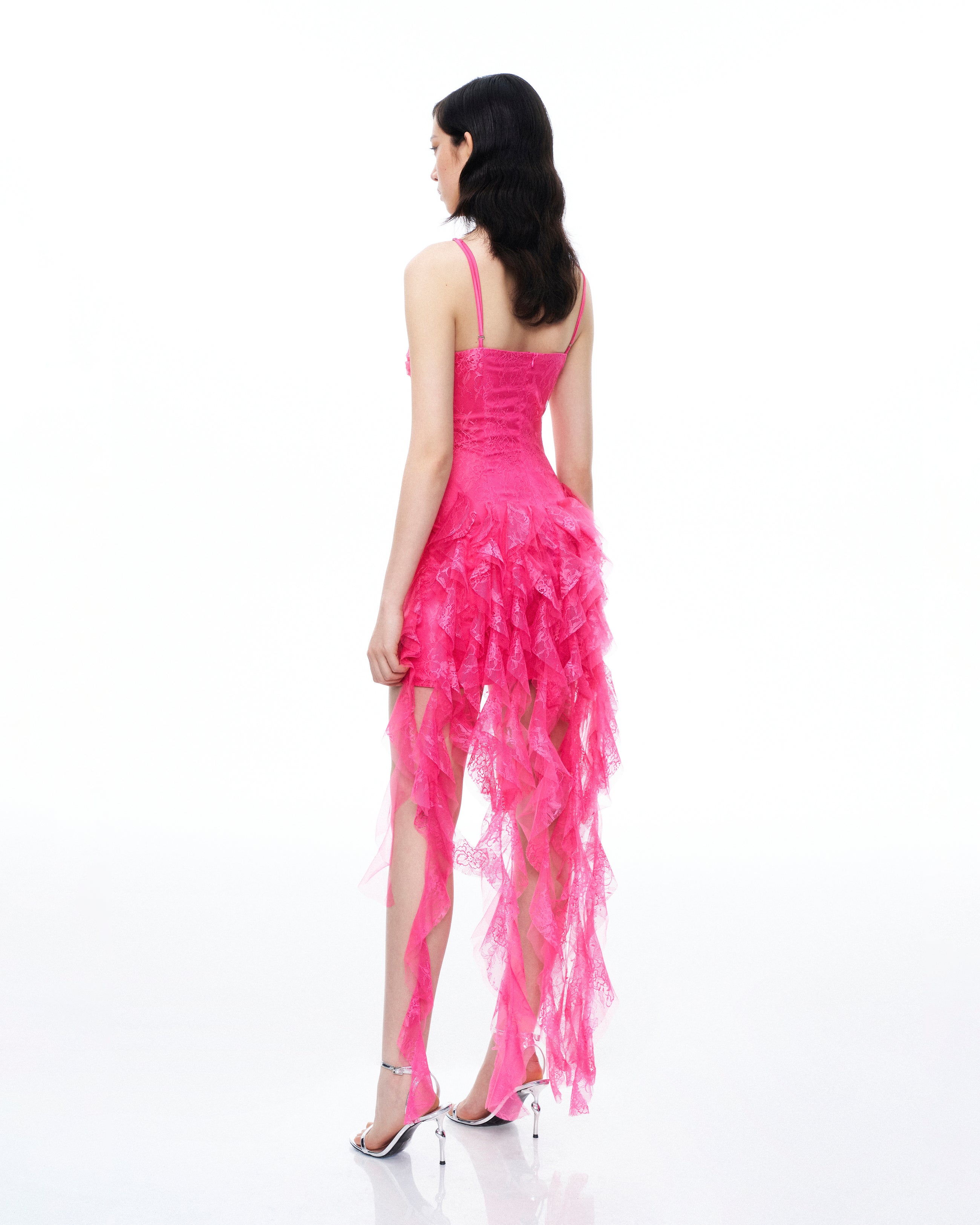 Selene 3D Floral Lace Mini Dress - Pink