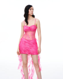 Selene 3D Floral Lace Mini Dress - Pink
