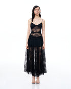 Indigo Floral Lace Dress - Black