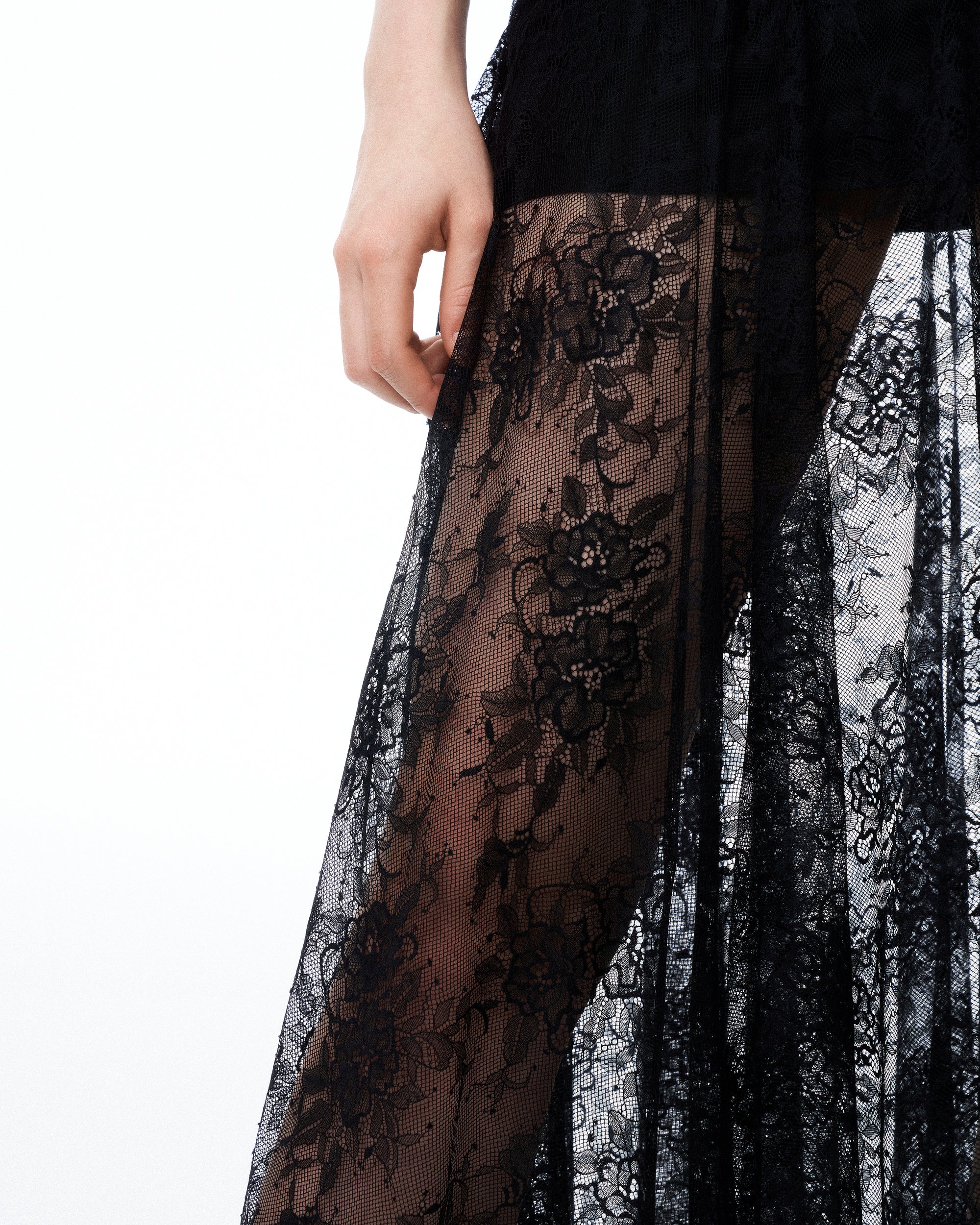Indigo Floral Lace Dress - Black