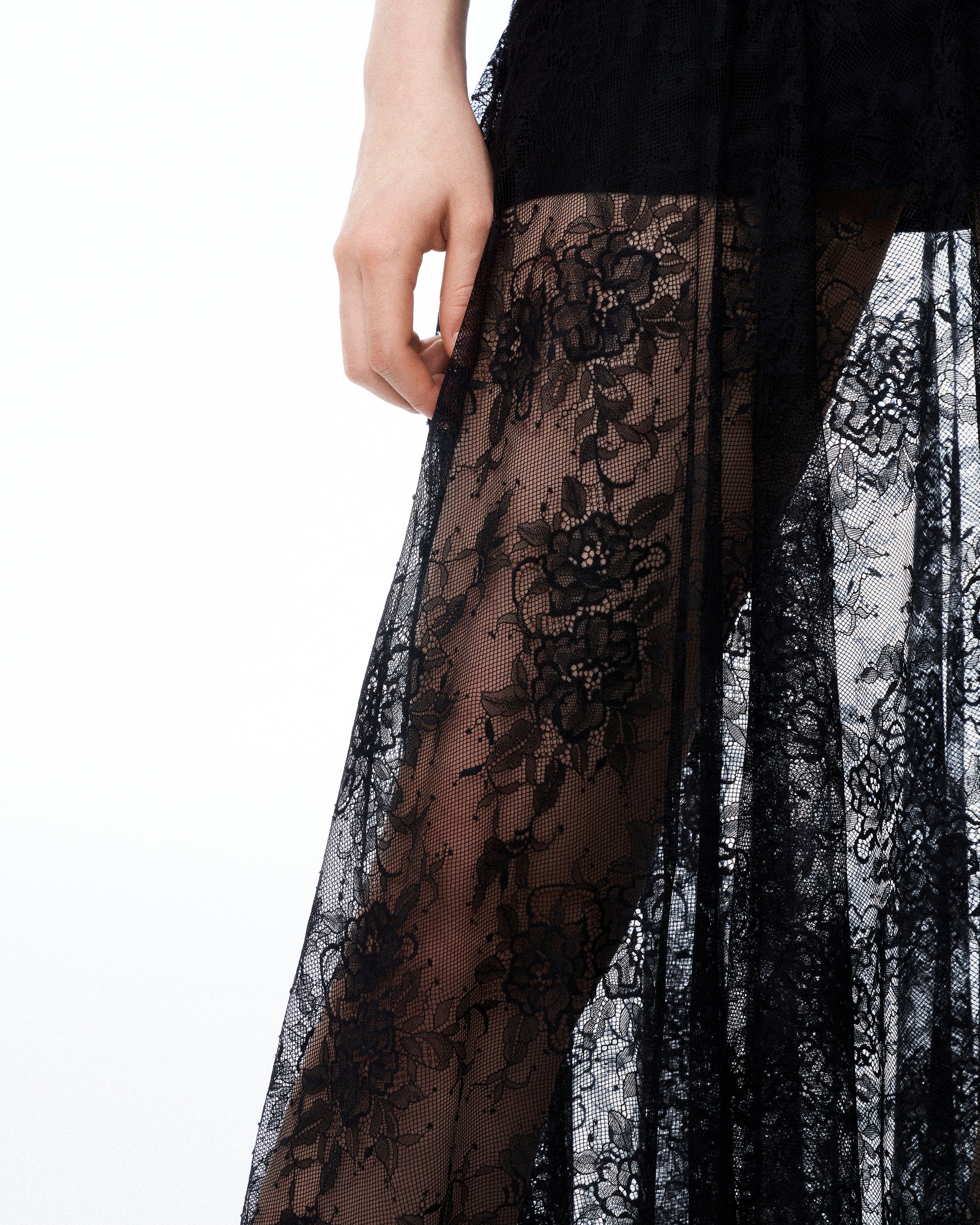 Indigo Floral Lace Dress - Black