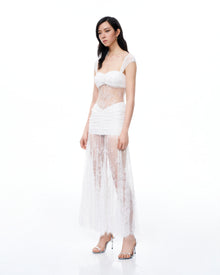 Fiorentina 3D Floral Lace Dress - White