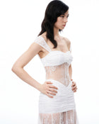 Fiorentina 3D Floral Lace Dress - White