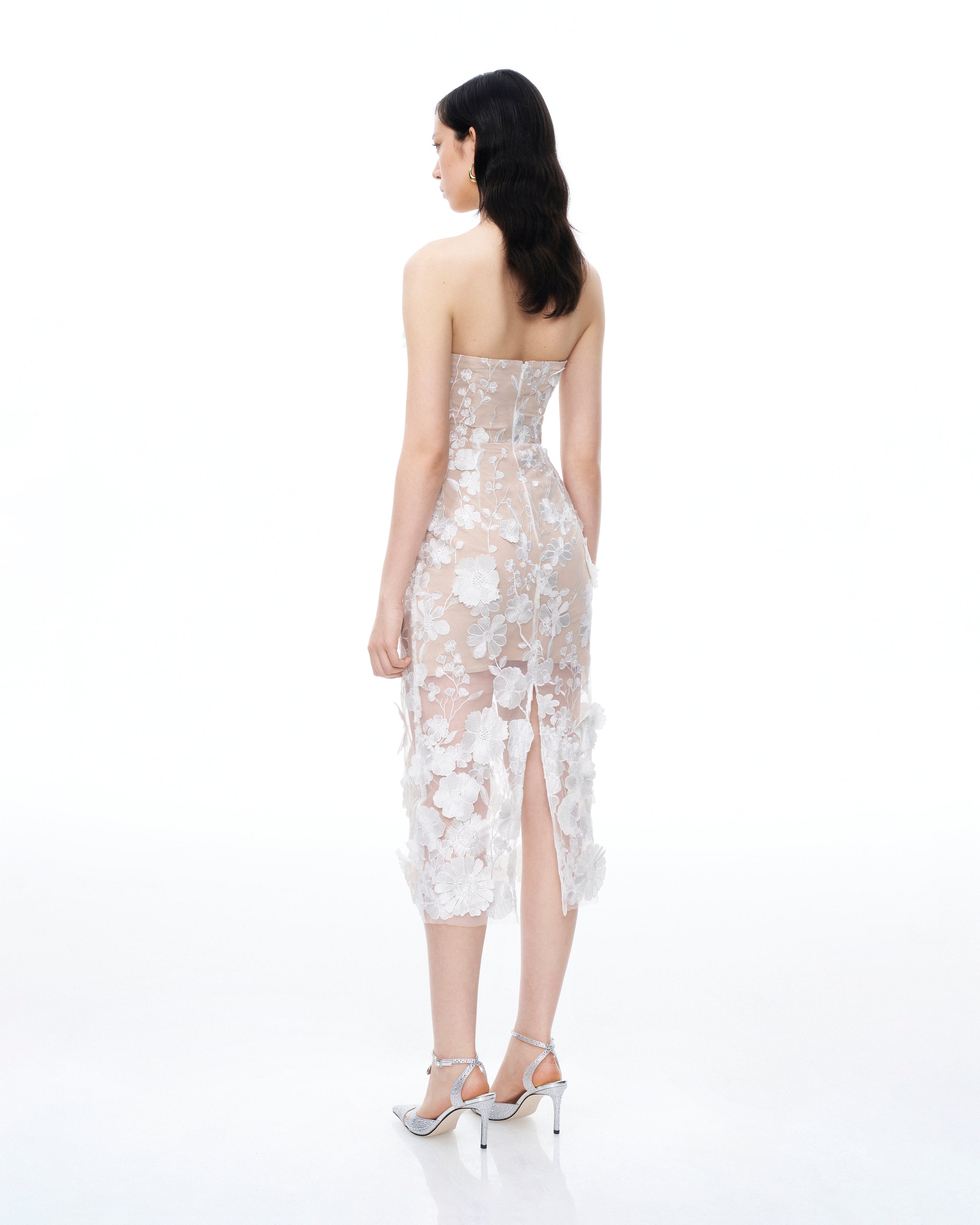 Lysandra 3D Floral Embroidered Maxi Dress - White