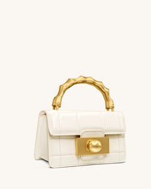 Kaia Bamboo Metal Handle Handbag - White