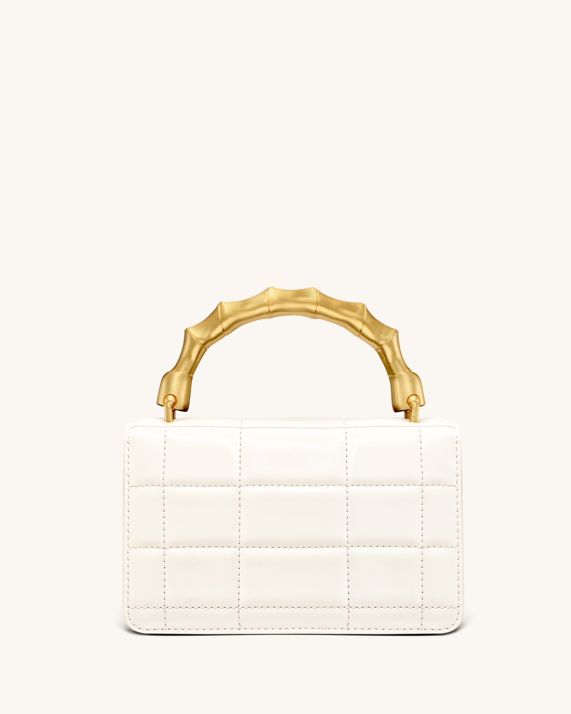 Kaia Bamboo Metal Handle Handbag - White
