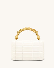 Kaia Bamboo Metal Handle Handbag - White