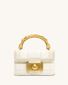 Kaia Bamboo Metal Handle Handbag - White