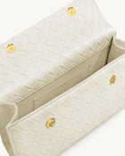 Keyla Weave Texture Top Handle Bag - White