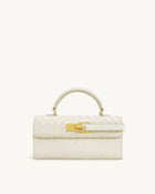 Keyla Weave Texture Top Handle Bag - White