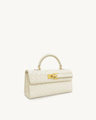 Keyla Weave Texture Top Handle Bag - White