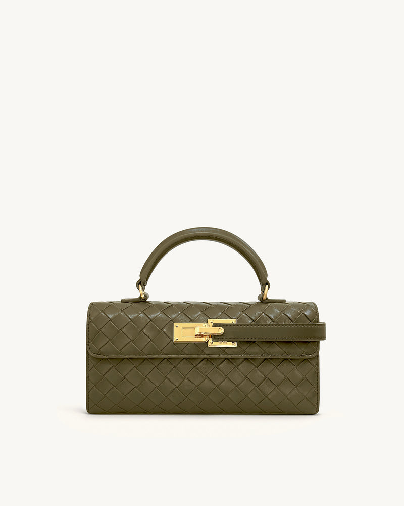 Keyla Weave Texture Top Handle Bag - Olive Green