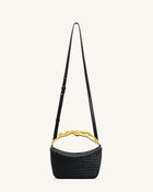 Jenny Woven Human-shaped Handle Handbag - Black