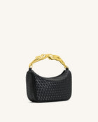 Jenny Woven Human-shaped Handle Handbag - Black