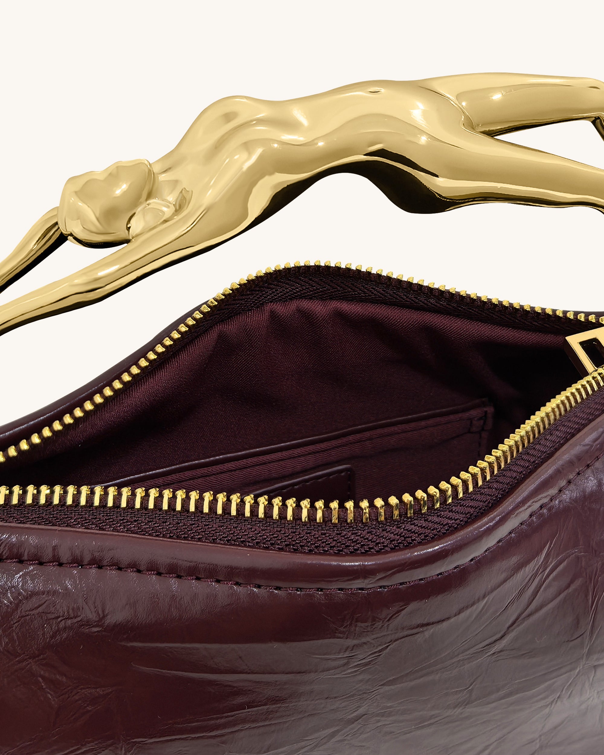 Jenny Human-shaped Handle Handbag - Deep Burgundy