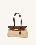 Yara Faux Suede Shoulder Bag - Dark Brown