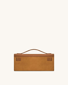 Bria Faux Suede Structured Top Handle Bag - Brown