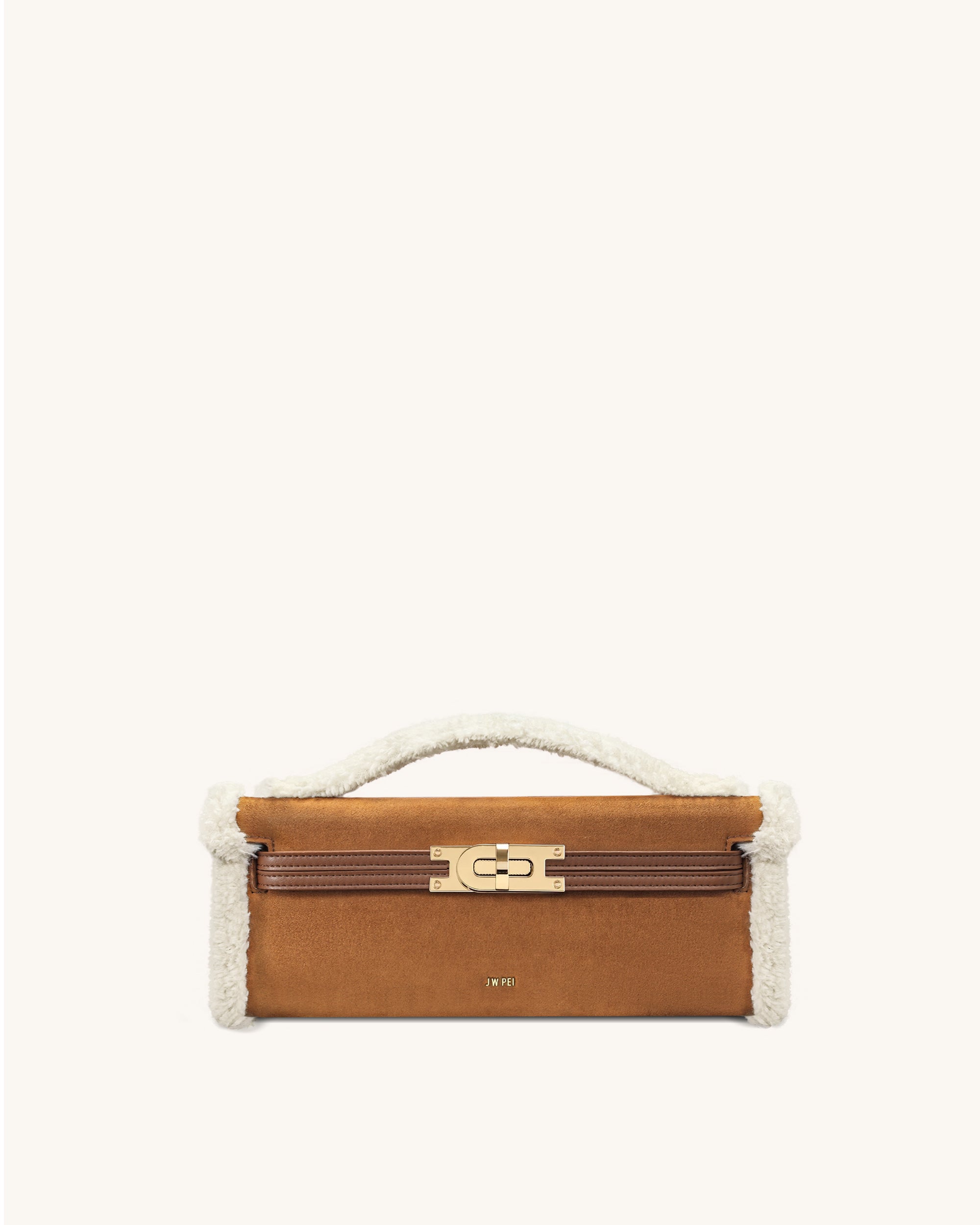Bria Faux Suede Structured Top Handle Bag - Yellow Brown