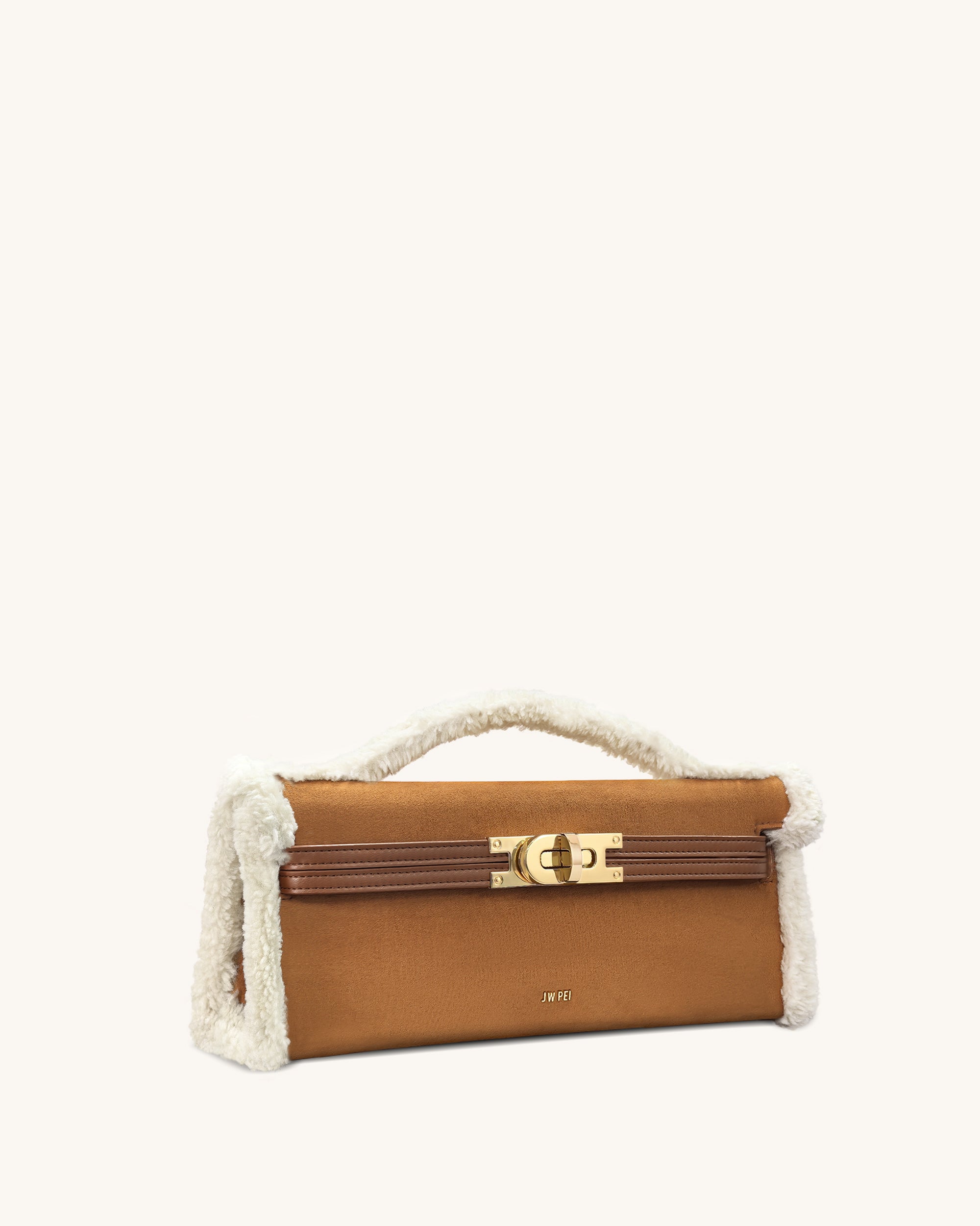 Bria Faux Suede Structured Top Handle Bag - Yellow Brown