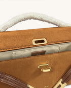 Bria Faux Suede Structured Top Handle Bag - Yellow Brown