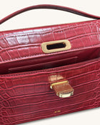 Bria Structured Top Handle Bag - Burgundy Croc