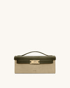 Bria Faux Suede Structured Top Handle Bag - Dark Olive
