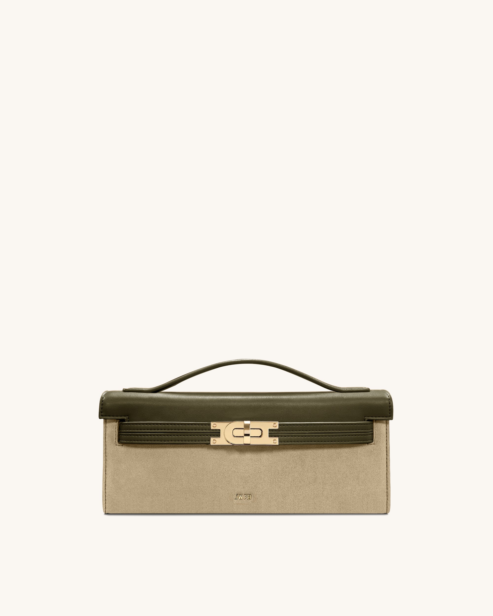 Bria Faux Suede Structured Top Handle Bag - Dark Olive