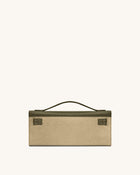 Bria Faux Suede Structured Top Handle Bag - Dark Olive