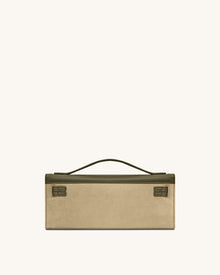 Bria Faux Suede Structured Top Handle Bag - Dark Olive