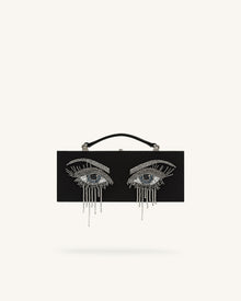 Vera Bead Decoration Rectangular Clutch Bag - Black