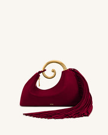 Nell Fringe Hardware Top Handle Bag - Burgundy